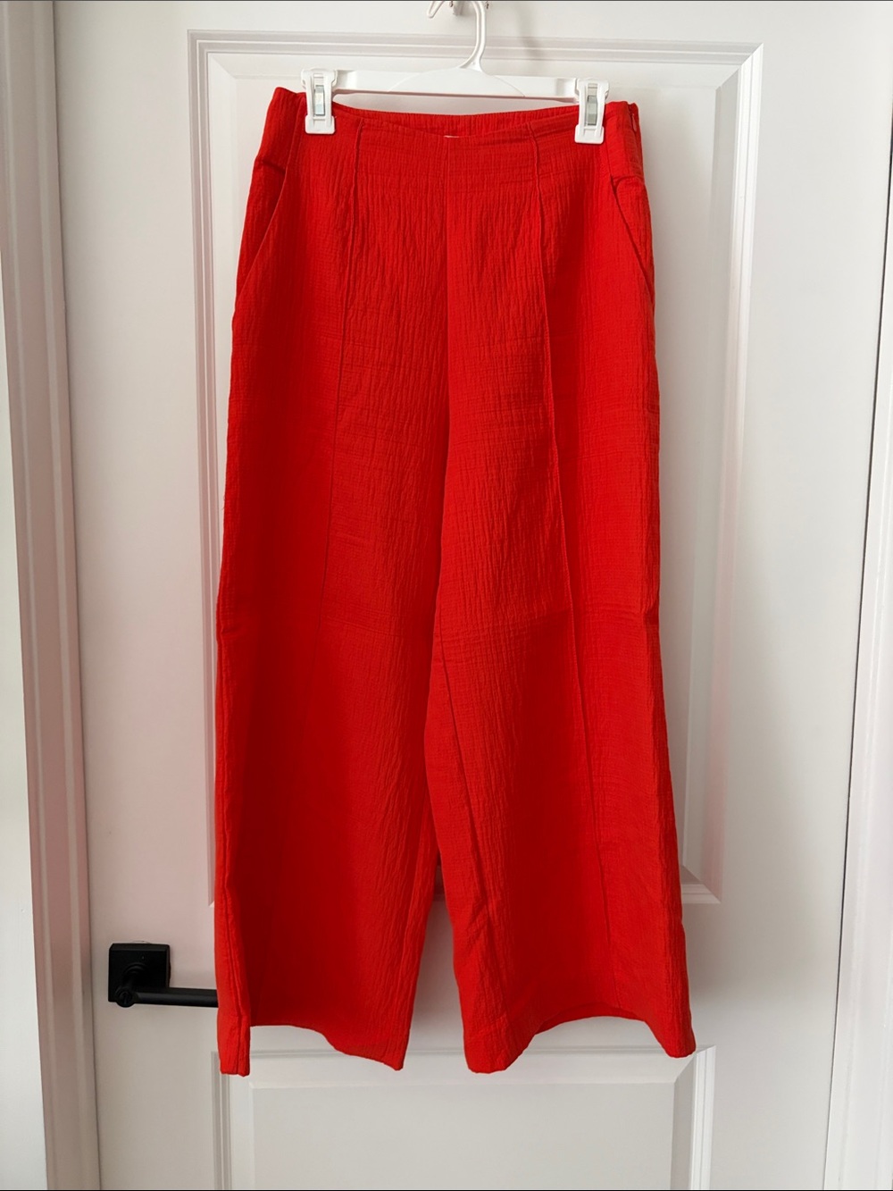 Maeve Anthropologie Textures Red Orange Wide-Leg Pants